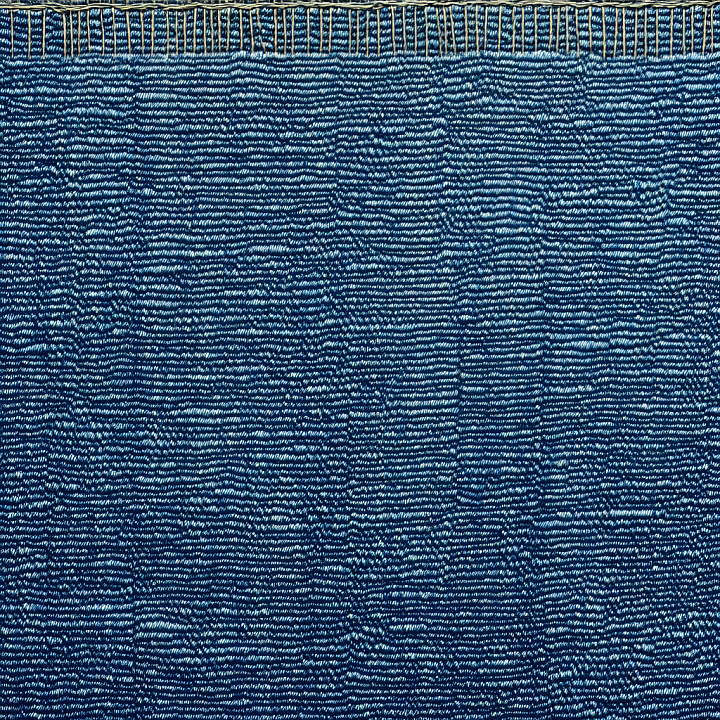 Cracked Denim Fabric with Worn Blue Threads and Frayed Edges seamless PBR texture preview