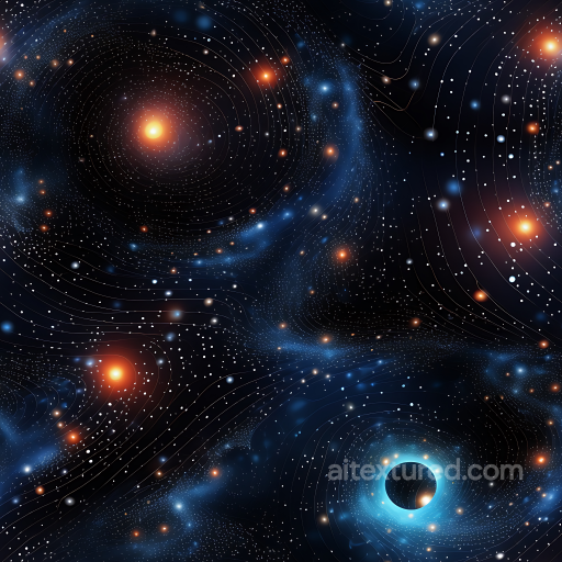 Space Texture Featuring Cosmic Galaxy and Black Hole with Starfield seamless Star, space, planets PBR texture