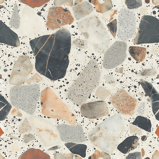 Terrazzo Stone Ground PBR Texture with Mixed Pebbles and Concrete seamless Stone PBR texture