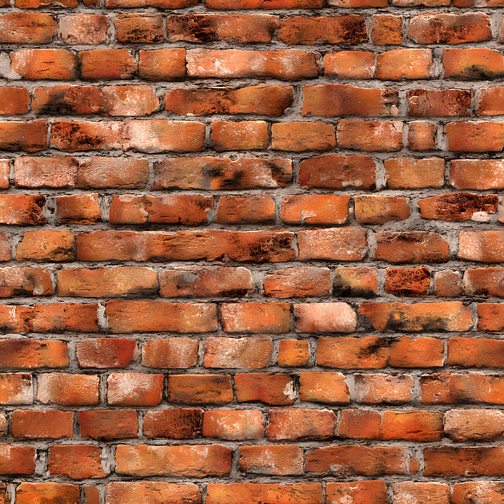 Weathered Cracked Red Brick Wall with Rough Mortar seamless PBR texture preview
