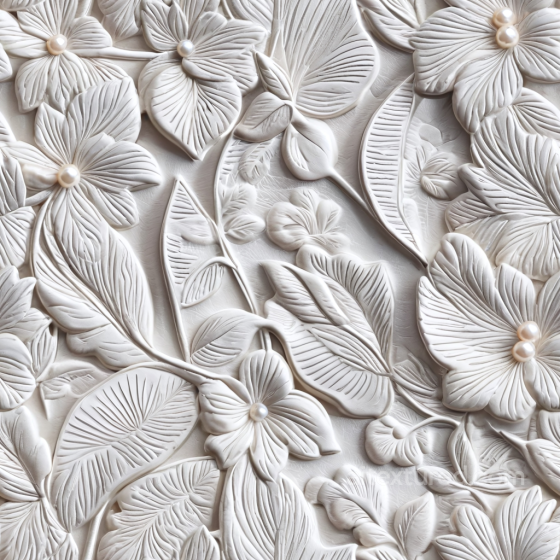 Embossed White Leather PBR Texture with Floral Pattern and Pearl Accents Leather texture preview