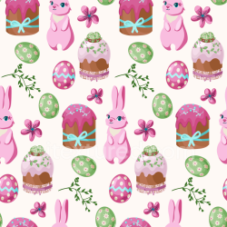 seamless Seamless 3D PBR Texture Featuring Cute Pink Bunnies and Easter Eggs texture 8k free download PBR
