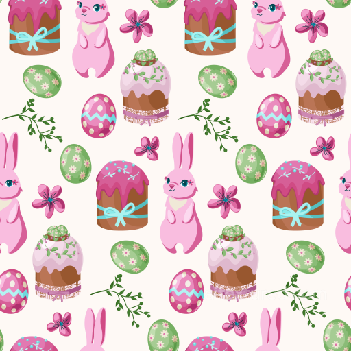 Featuring Cute Pink Bunnies and Easter Eggs seamless All Christmas Digital paper PBR texture