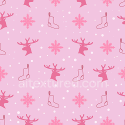 seamless Seamless 3D PBR Christmas Digital Paper Texture with Pink Reindeer & Snowflakes Pattern texture 8k free download PBR