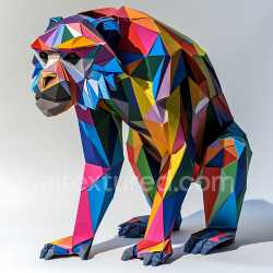 seamless Seamless 3D PBR Texture of Multicolored Origami Baboon with Sharp Polygonal Facets texture 8k free download PBR