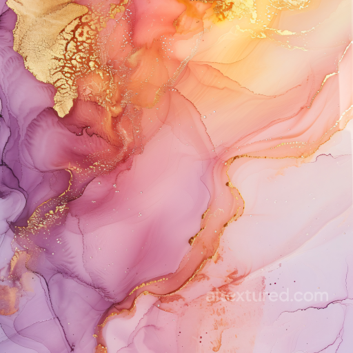 Alcohol Ink PBR Texture Featuring Pink, Purple, and Gold Veining seamless Alcohol ink PBR texture