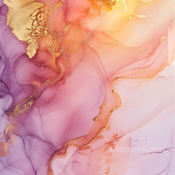 Alcohol Ink PBR Texture Featuring Pink, Purple, and Gold Veining Alcohol ink texture preview