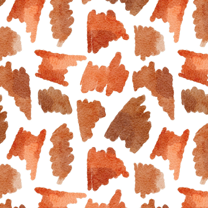 Watercolor with Warm Orange and Brown Brush Strokes seamless PBR texture preview
