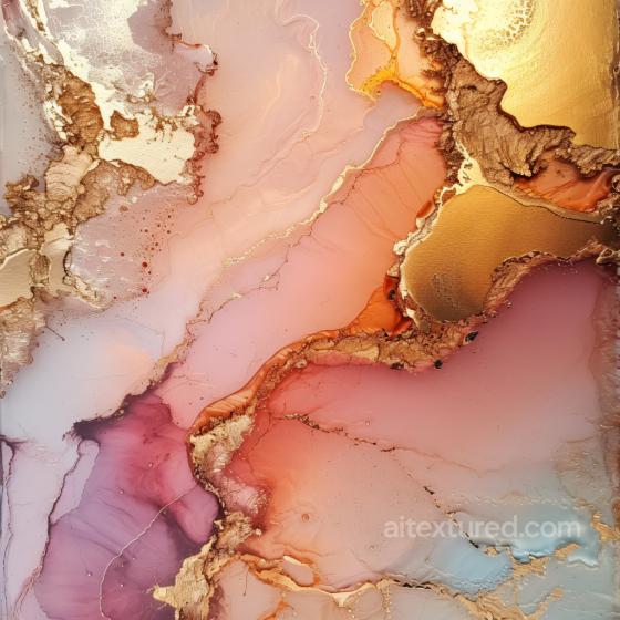 Alcohol Ink PBR Texture Featuring Soft Pastel Hues and Rich Gold Veins Alcohol ink texture preview