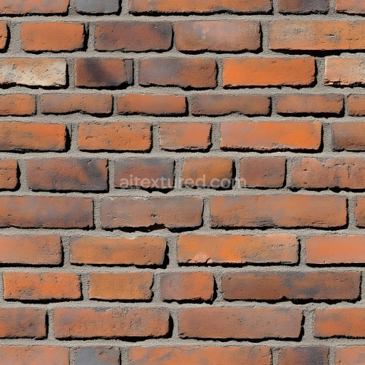 Seamless 3D PBR Cracked Brick Wall Texture with Distressed Orange-Brown Bricks and Small Holes