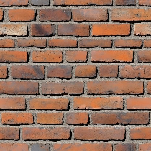 Cracked Brick Wall Texture with Distressed Orange-Brown Bricks and Small Holes seamless Brick PBR texture