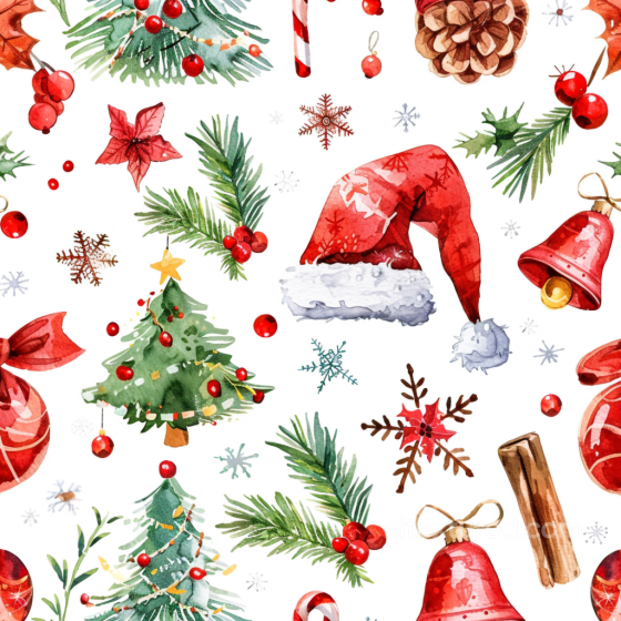 Watercolor Christmas Texture with Festive Holiday Motifs Watercolor Christmas texture preview