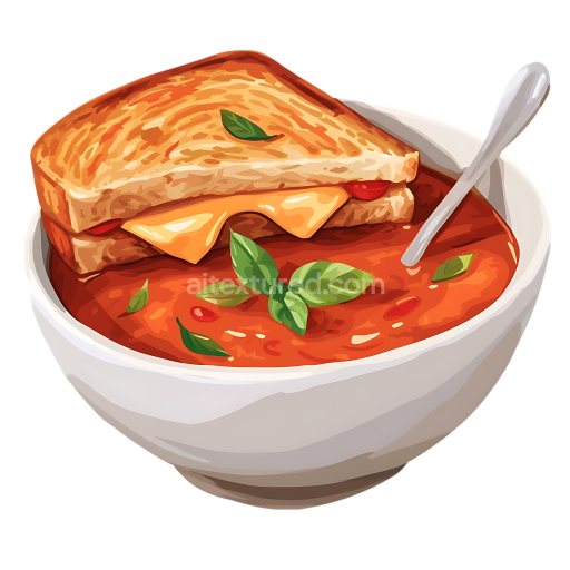 Preview — Breakfast Bowl with Tomato Soup and Grilled Cheese Sandwich Illustration
