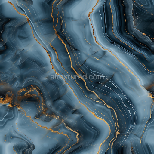Seamless 3D Blue Marble PBR Texture Featuring Elegant Gold Veining and Swirling Patterns