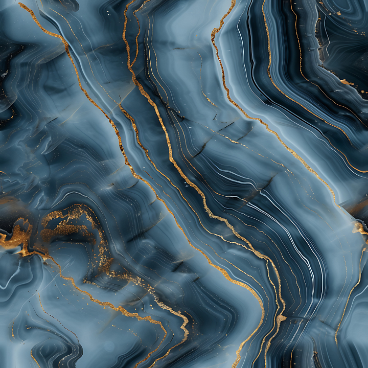Blue Marble Featuring Elegant Gold Veining and Swirling Patterns seamless PBR texture preview