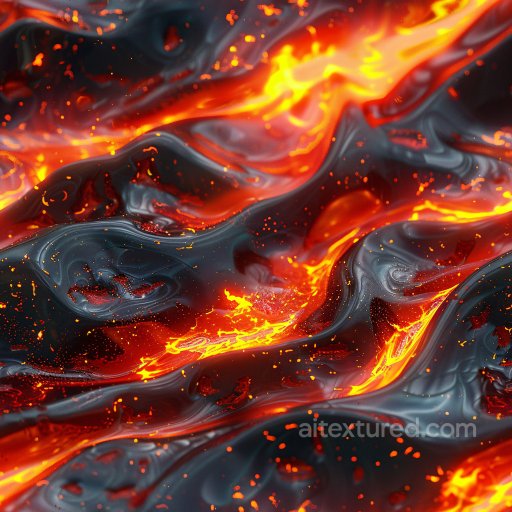 Seamless 3D PBR Texture Featuring Glossy Black and Vibrant Lava Flow Dynamics texture preview