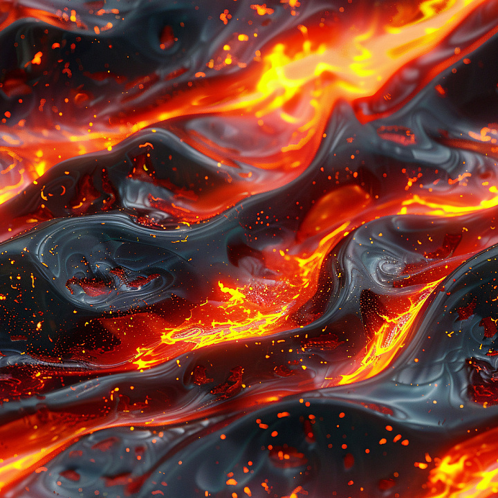 Featuring Glossy Black and Vibrant Lava Flow Dynamics seamless PBR texture preview