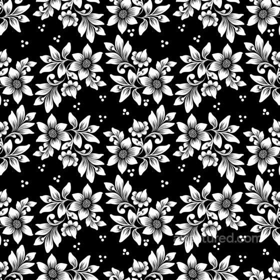 Black and White Floral Fabric Texture with Ornate Pattern White & Black texture preview