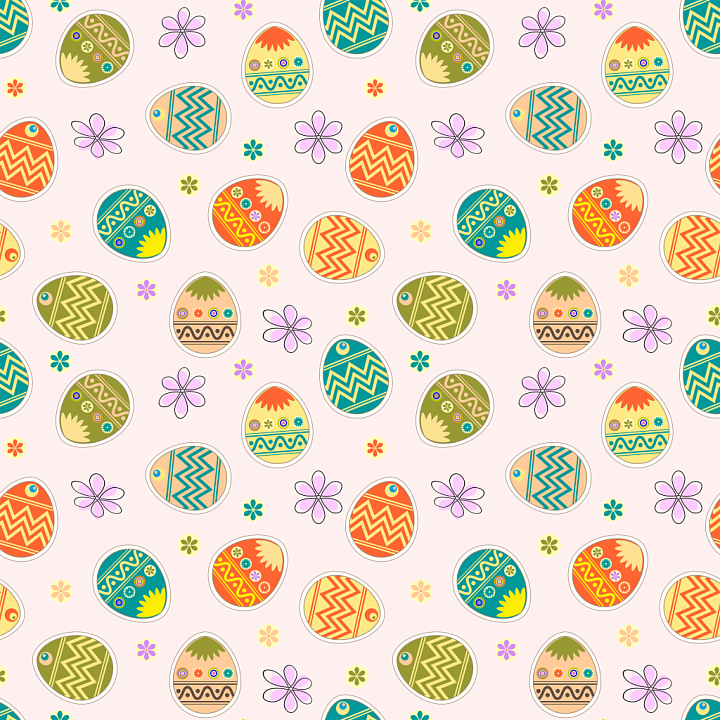 All Christmas Digital paper of Colorful Easter Eggs with Floral Accents seamless PBR texture preview