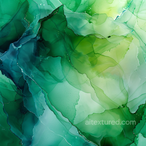 Alcohol Ink PBR Texture with Green Fluid Waves and Translucent Layers seamless Alcohol ink PBR texture