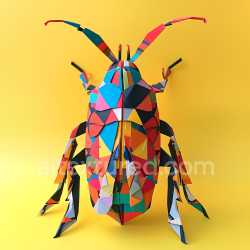 seamless Seamless 3D PBR texture featuring colorful geometric origami-style insect skin texture 8k free download PBR