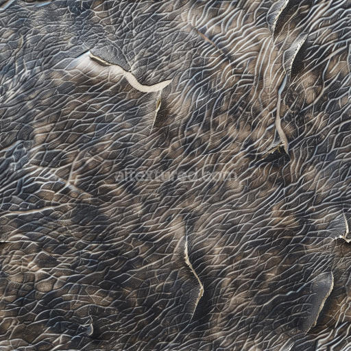 Seamless 3D PBR Texture of Cracked Dark Brown Leather with Deep Wrinkles