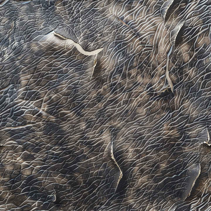 Cracked Dark Brown Leather with Deep Wrinkles seamless PBR texture preview