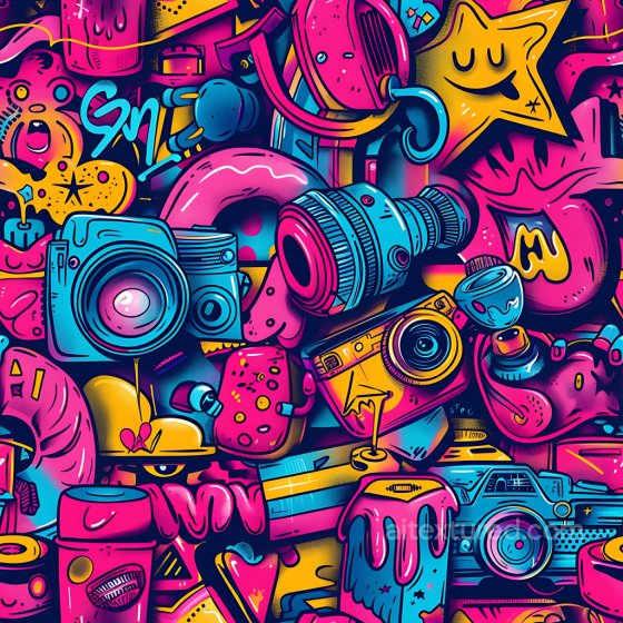 Featuring Vibrant Cartoon Cameras, Drips & Stars Graffiti Graffiti texture preview