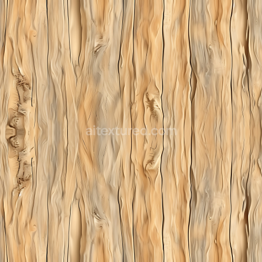 Seamless 3D PBR Texture of Light Pine Wood Planks Featuring Knots and Grain Variations