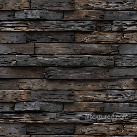Charred Reclaimed Wood PBR Texture with Distressed Grain and Knots Wood texture preview