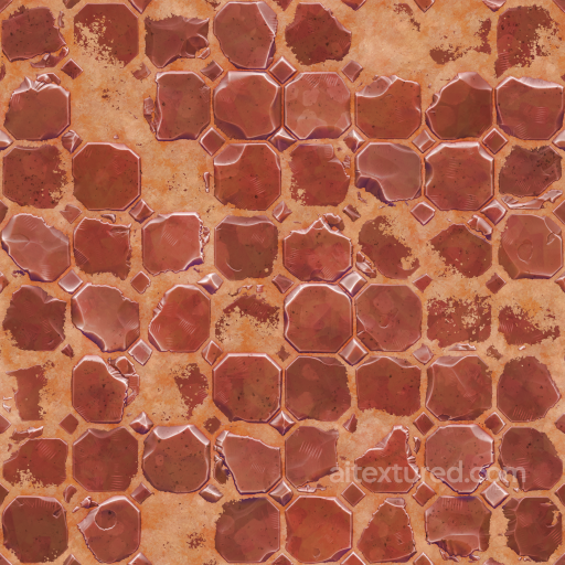 Stylized Cartoon Terracotta Tiles seamless Ceramic-tile PBR texture