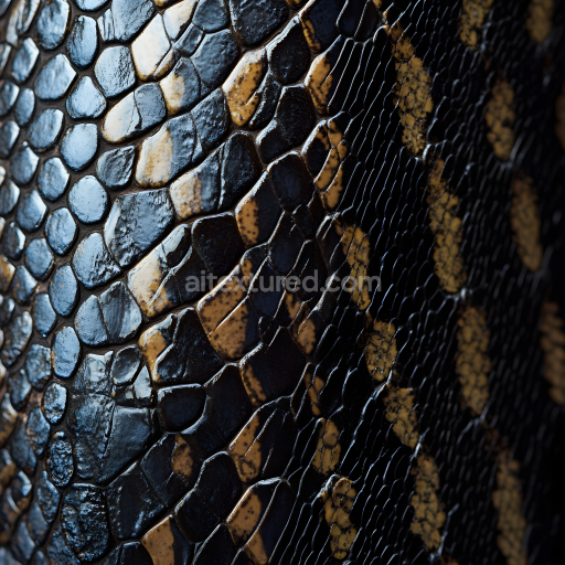 Seamless 3D PBR Reptile Skin Texture Featuring Glossy Scaled Surface and Natural Pattern Variation