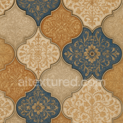 seamless Seamless 3d texture pbr 8k arabesque tiles mosaic with ornamental tiles and moroccan style influence texture 8k free download PBR