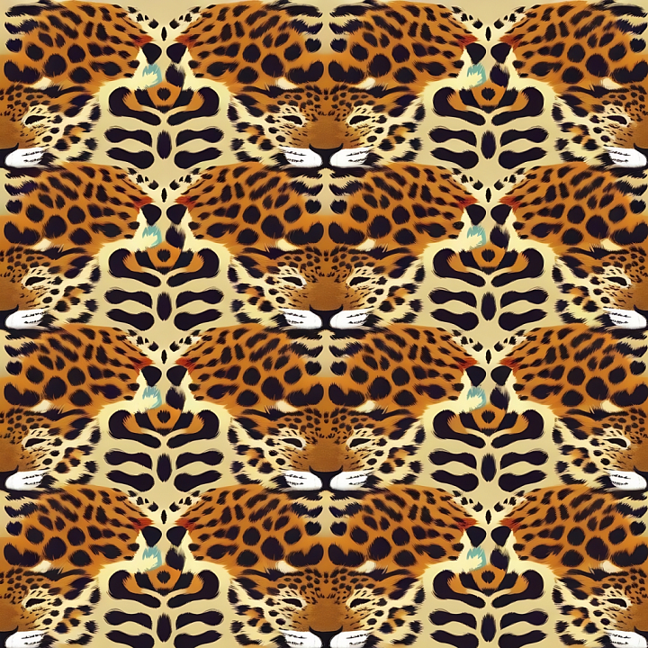 Leopard Print Fabric with Bold Orange and Black Spots seamless PBR texture preview