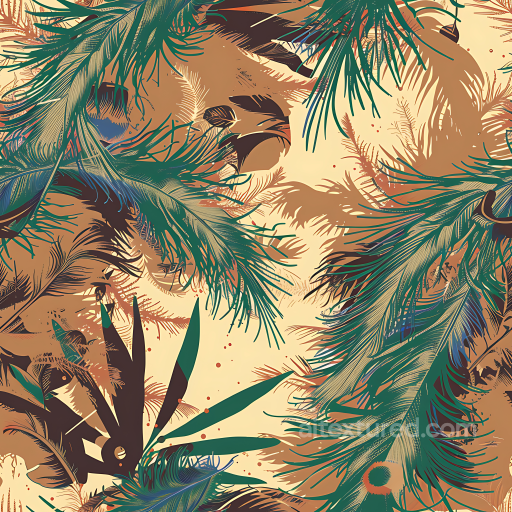 Tropical Feather Camouflage PBR Texture with Earthy Tones seamless Color Camouflage PBR texture