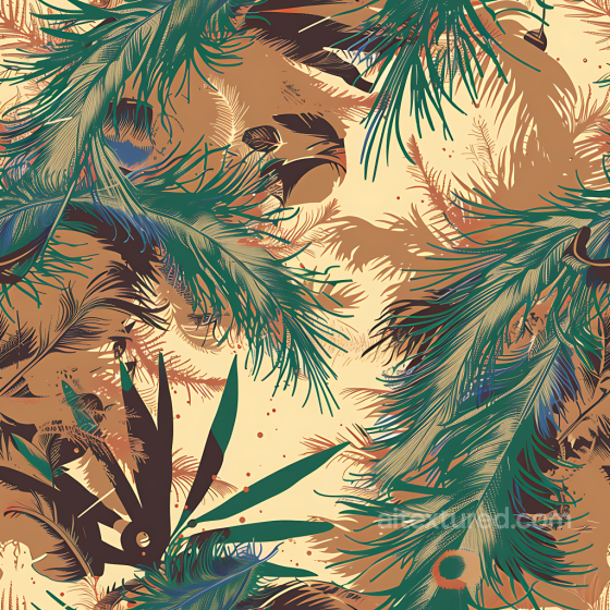 Tropical Feather Camouflage PBR Texture with Earthy Tones Color Camouflage texture preview