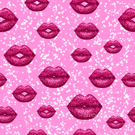 with Glossy Pink Glitter Lips and Starry Pattern Baby girl texture preview
