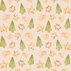 seamless Seamless 3D PBR Texture Featuring Watercolor Christmas Trees and Cookies texture 8k free download PBR