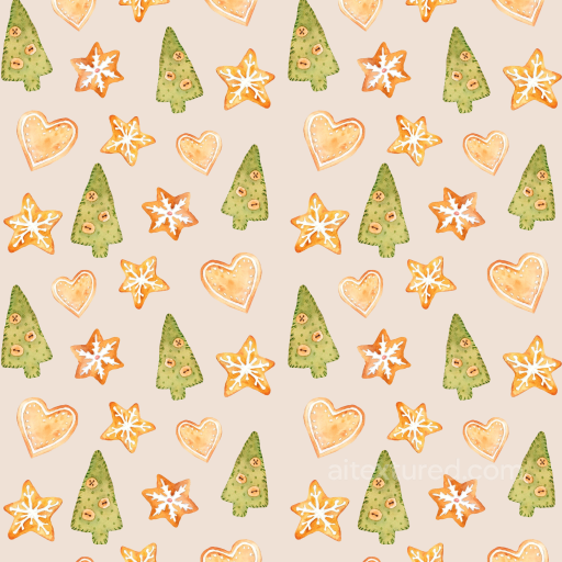 Featuring Watercolor Christmas Trees and Cookies seamless Christmas Watercolor PBR texture