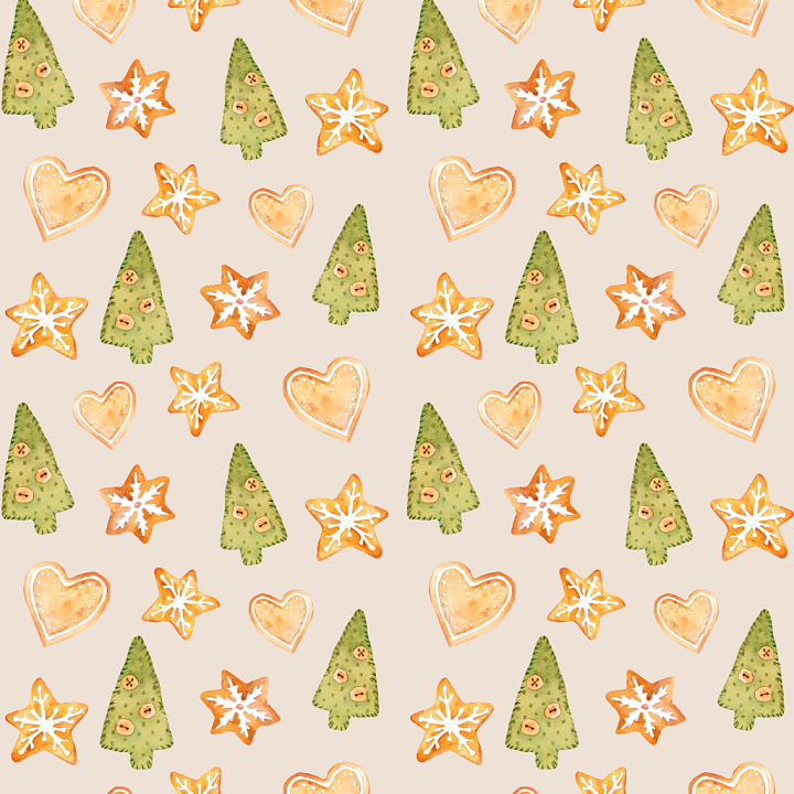 Featuring Watercolor Christmas Trees and Cookies seamless PBR texture preview