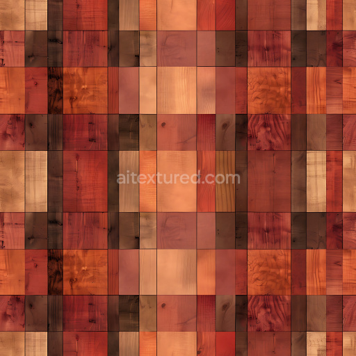 Seamless 3D PBR Plaid Texture with Warm Brown and Redwood Blocks