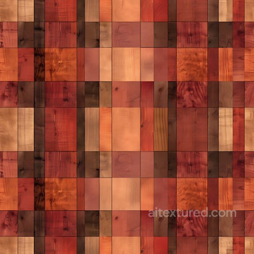 Seamless 3D PBR Plaid Texture with Warm Brown and Redwood Blocks texture preview