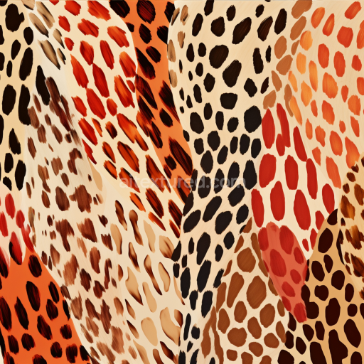 Seamless 3D PBR Leopard Print Fabric Texture with Warm Orange and Brown Spots