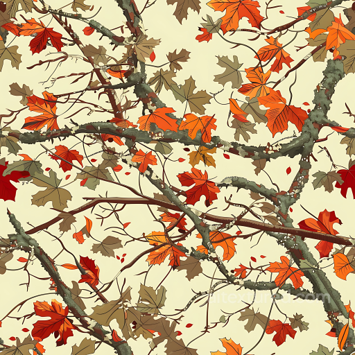 Autumn Leaf Camouflage PBR Texture with Detailed Branches and Foliage seamless Color Camouflage PBR texture