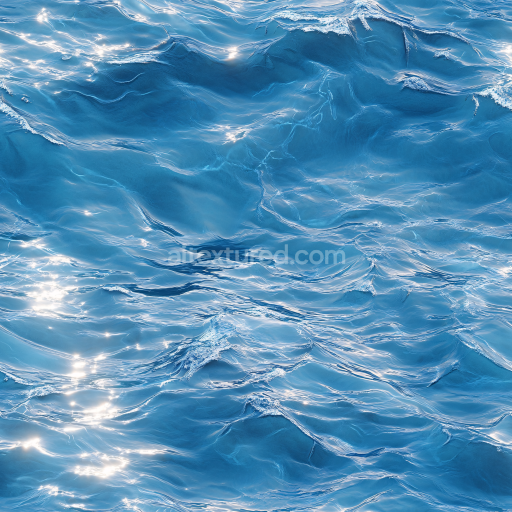 Seamless 3D Realistic Ocean Water PBR Texture with Subtle Foam Highlights