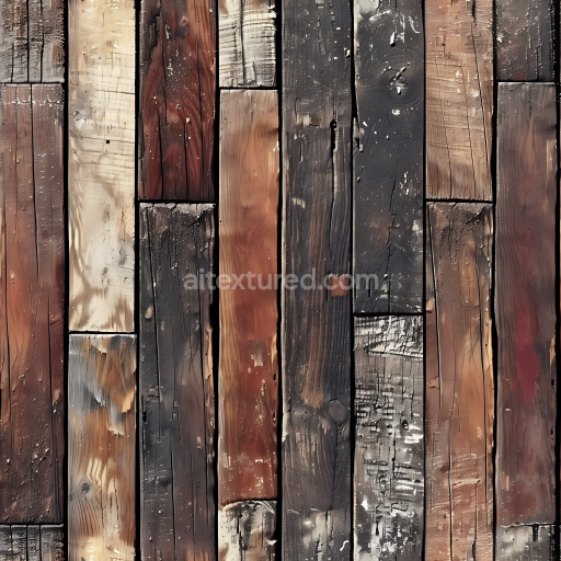 Seamless 3D PBR Texture of Aged, Burnt, and Weathered Wood Planks