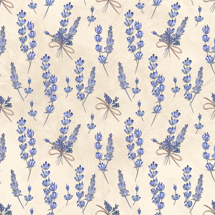 Lavender Floral Pattern Fabric in Soft Beige seamless PBR texture preview