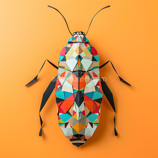 Seamless 3D PBR Texture of Colorful Geometric Origami-Inspired Insect Pattern
