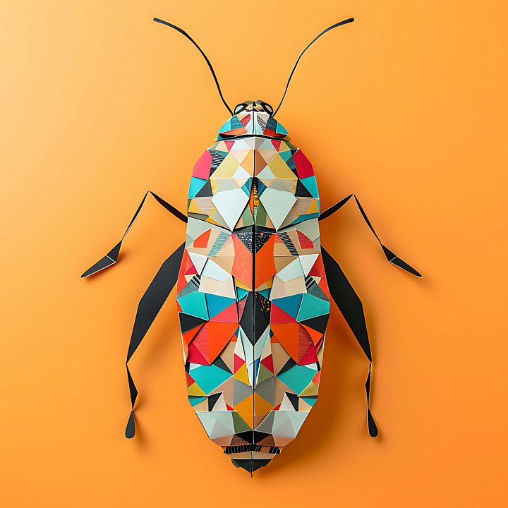 Animal of Colorful Geometric Origami-Inspired Insect Pattern seamless PBR texture preview