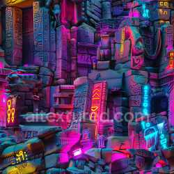 seamless Seamless 3D PBR Texture of Neon-Lit Graffiti with Ancient Symbolic Patterns texture 8k free download PBR